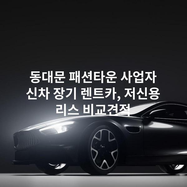 동대문 패션타운 사업자 신차 장기 렌트카, 저신용 리스 비교견적