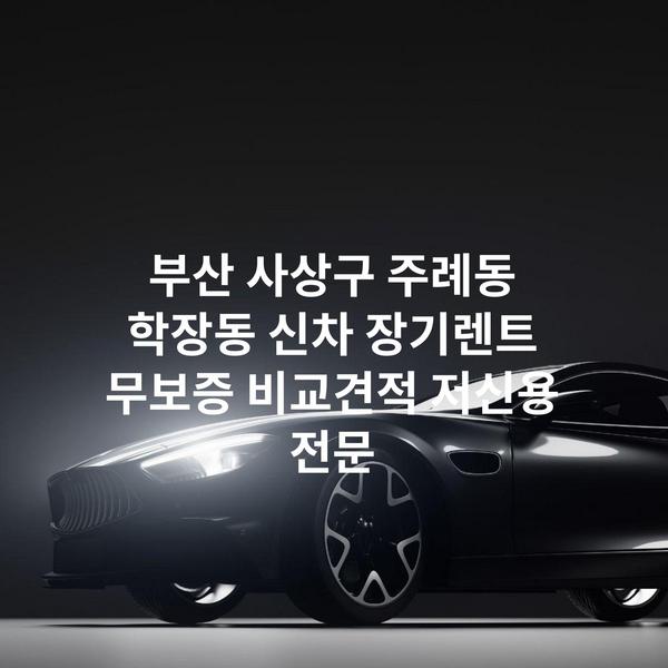 부산 사상구 주례동 학장동 신차 장기렌트 무보증 비교견적 저신용 전문