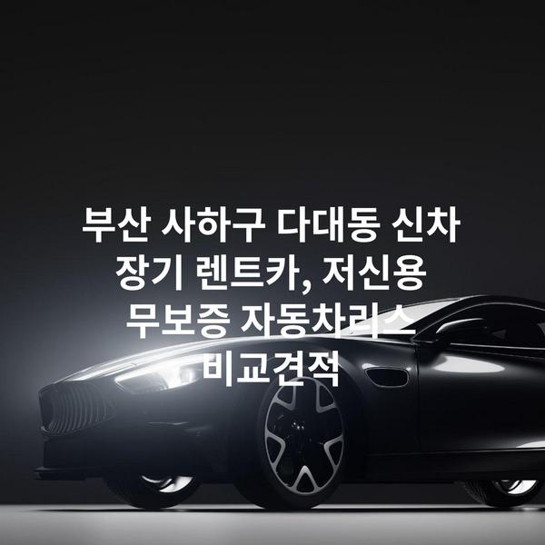 부산 사하구 다대동 신차 장기 렌트카, 저신용 무보증 자동차리스 비교견적