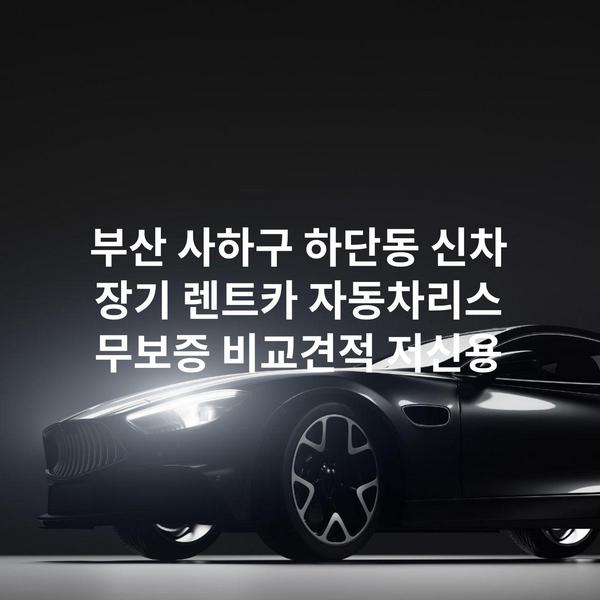 부산 사하구 하단동 신차 장기 렌트카 자동차리스 무보증 비교견적 저신용