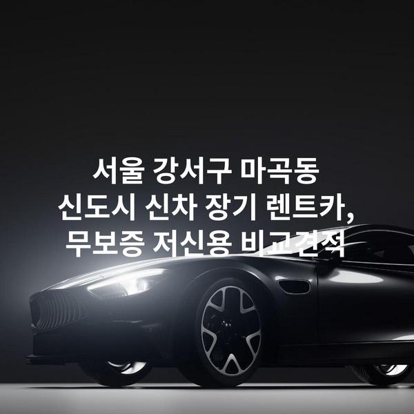 서울 강서구 마곡동 신도시 신차 장기 렌트카, 무보증 저신용 비교견적