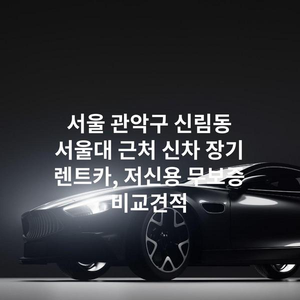 서울 관악구 신림동 서울대 근처 신차 장기 렌트카, 저신용 무보증 비교견적