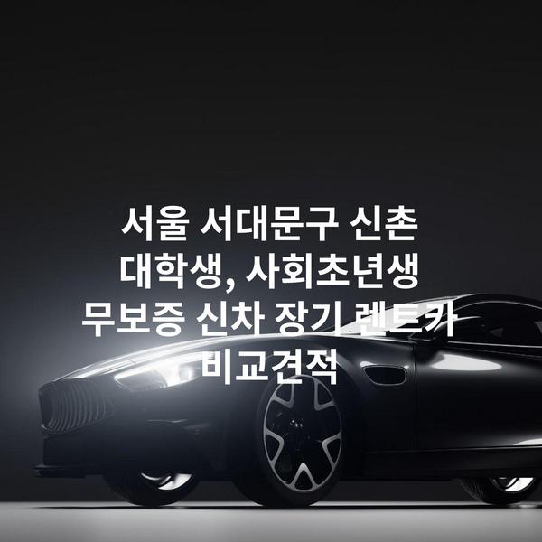 서울 서대문구 신촌 대학생, 사회초년생 무보증 신차 장기 렌트카 비교견적