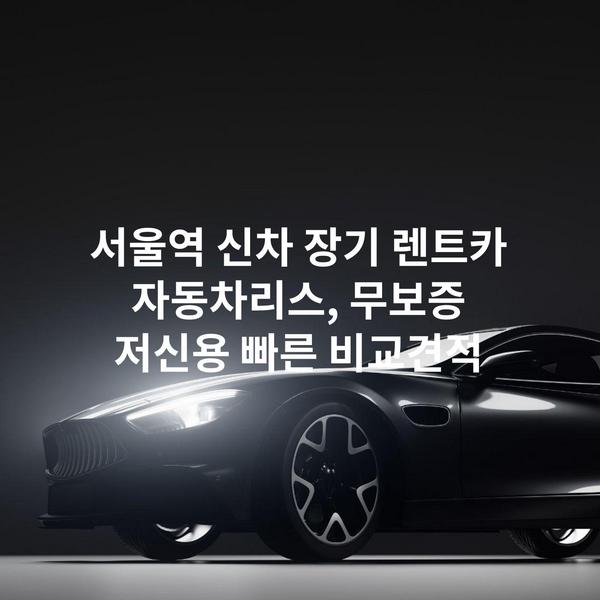 서울역 신차 장기 렌트카 자동차리스, 무보증 저신용 빠른 비교견적