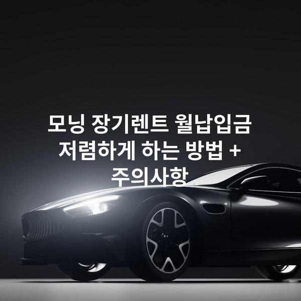 모닝 장기렌트 월납입금 저렴하게 하는 방법 + 주의사항