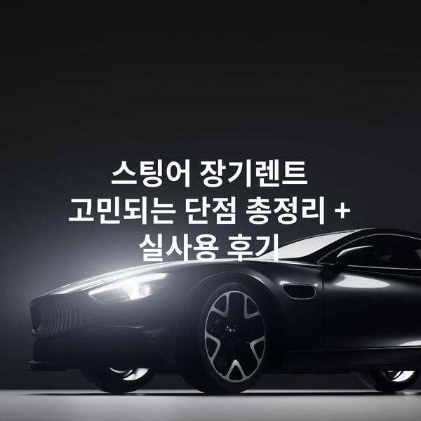 스팅어 장기렌트 고민되는 단점 총정리 + 실사용 후기