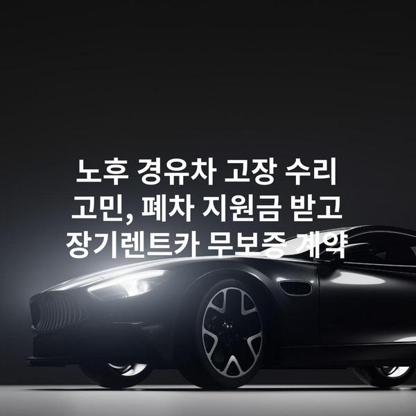 노후 경유차 고장 수리 고민, 폐차 지원금 받고 장기렌트카 무보증 계약