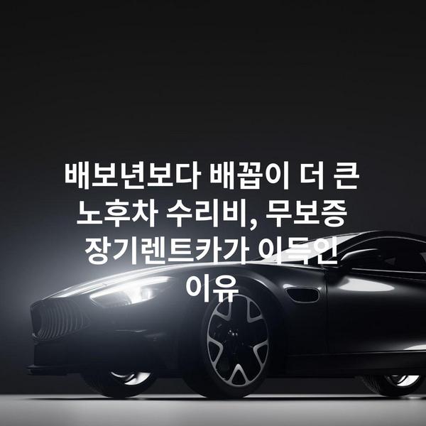 배보년보다 배꼽이 더 큰 노후차 수리비, 무보증 장기렌트카가 이득인 이유
