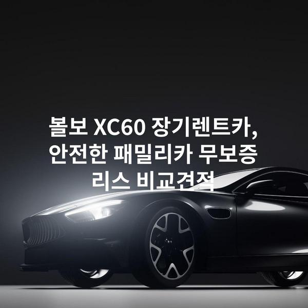 볼보 XC60 장기렌트카, 안전한 패밀리카 무보증 리스 비교견적