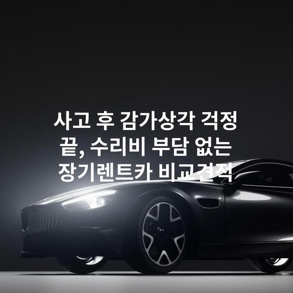 사고 후 감가상각 걱정 끝, 수리비 부담 없는 장기렌트카 비교견적