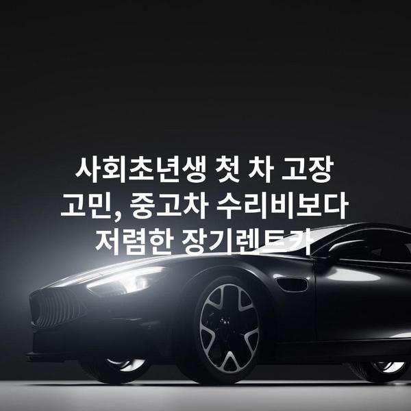 사회초년생 첫 차 고장 고민, 중고차 수리비보다 저렴한 장기렌트카