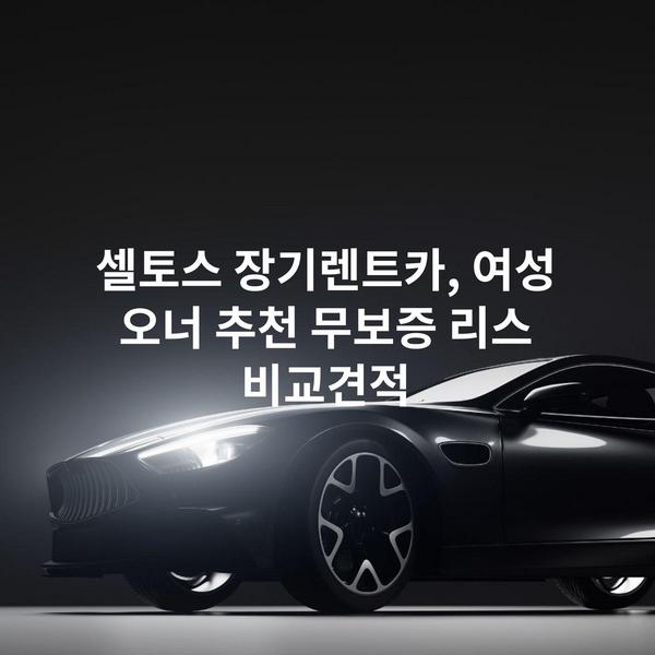 셀토스 장기렌트카, 여성 오너 추천 무보증 리스 비교견적