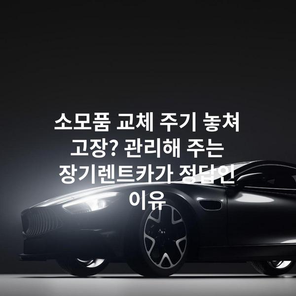 소모품 교체 주기 놓쳐 고장? 관리해 주는 장기렌트카가 정답인 이유