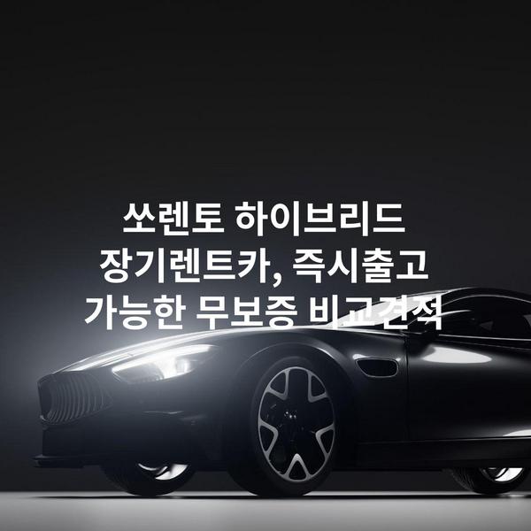 쏘렌토 하이브리드 장기렌트카, 즉시출고 가능한 무보증 비교견적