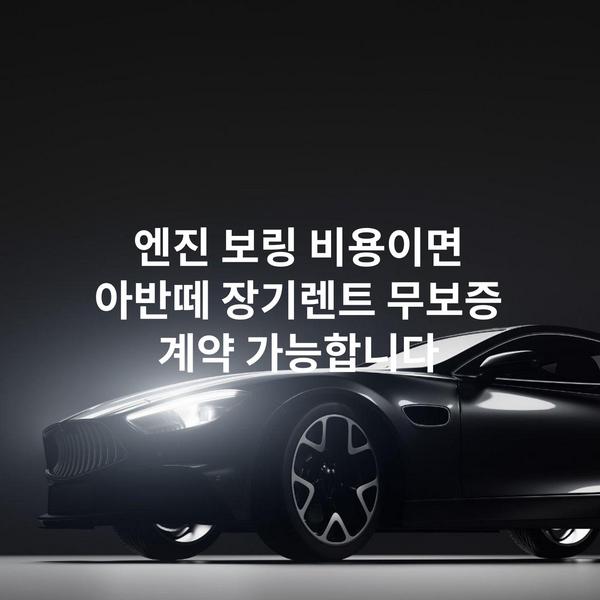 엔진 보링 비용이면 아반떼 장기렌트 무보증 계약 가능합니다