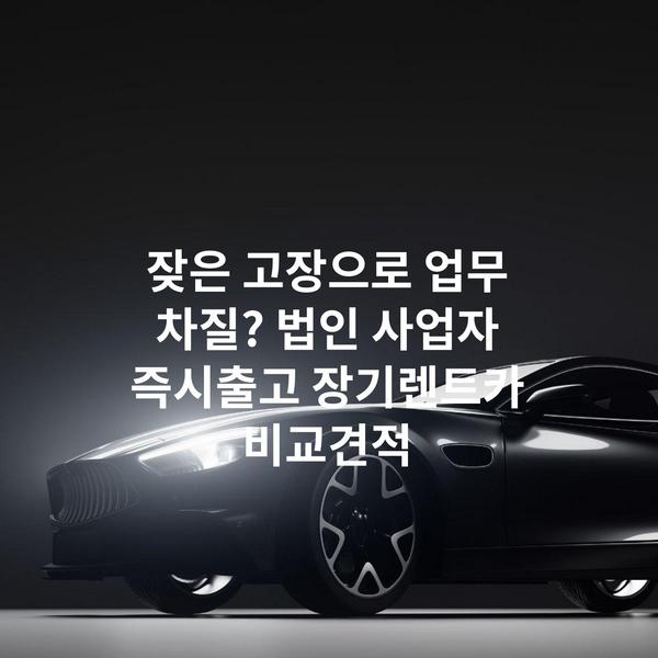 잦은 고장으로 업무 차질? 법인 사업자 즉시출고 장기렌트카 비교견적