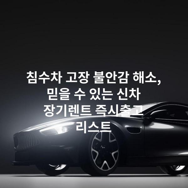 침수차 고장 불안감 해소, 믿을 수 있는 신차 장기렌트 즉시출고 리스트