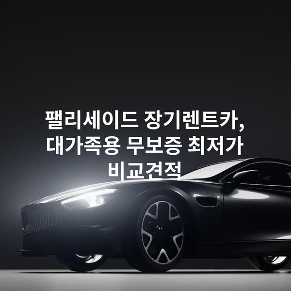 팰리세이드 장기렌트카, 대가족용 무보증 최저가 비교견적