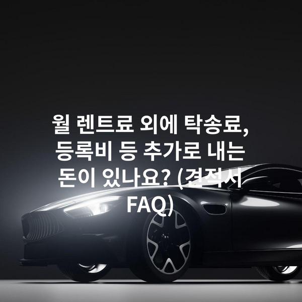 월 렌트료 외에 탁송료, 등록비 등 추가로 내는 돈이 있나요? (견적서 FAQ)