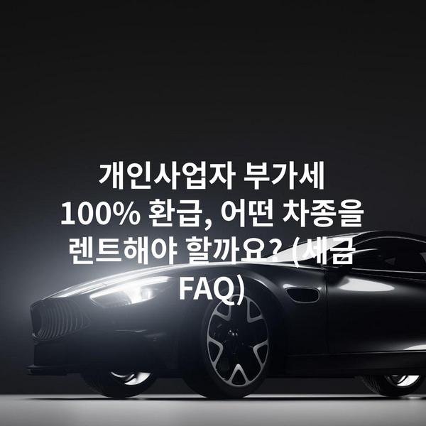 개인사업자 부가세 100% 환급, 어떤 차종을 렌트해야 할까요? (세금 FAQ)