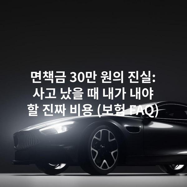 면책금 30만 원의 진실: 사고 났을 때 내가 내야 할 진짜 비용 (보험 FAQ)