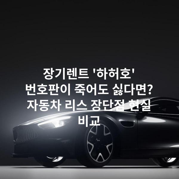 장기렌트 '하허호' 번호판이 죽어도 싫다면? 자동차 리스 장단점 현실 비교